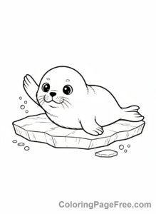 Winter Animals coloring page - Seal pup on ice