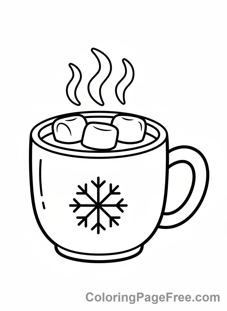 Winter coloring page - Hot cocoa steam