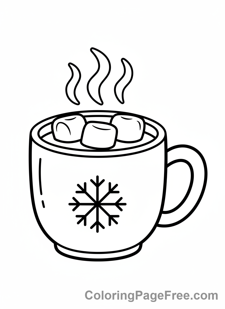 Winter coloring page - Hot cocoa steam
