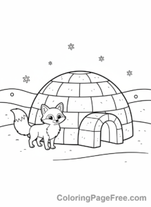 Winter coloring page - Igloo winter home