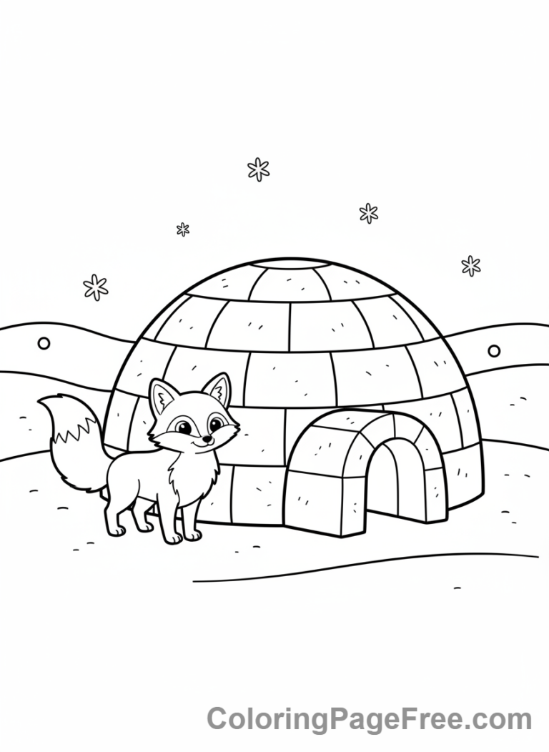 Winter coloring page - Igloo winter home