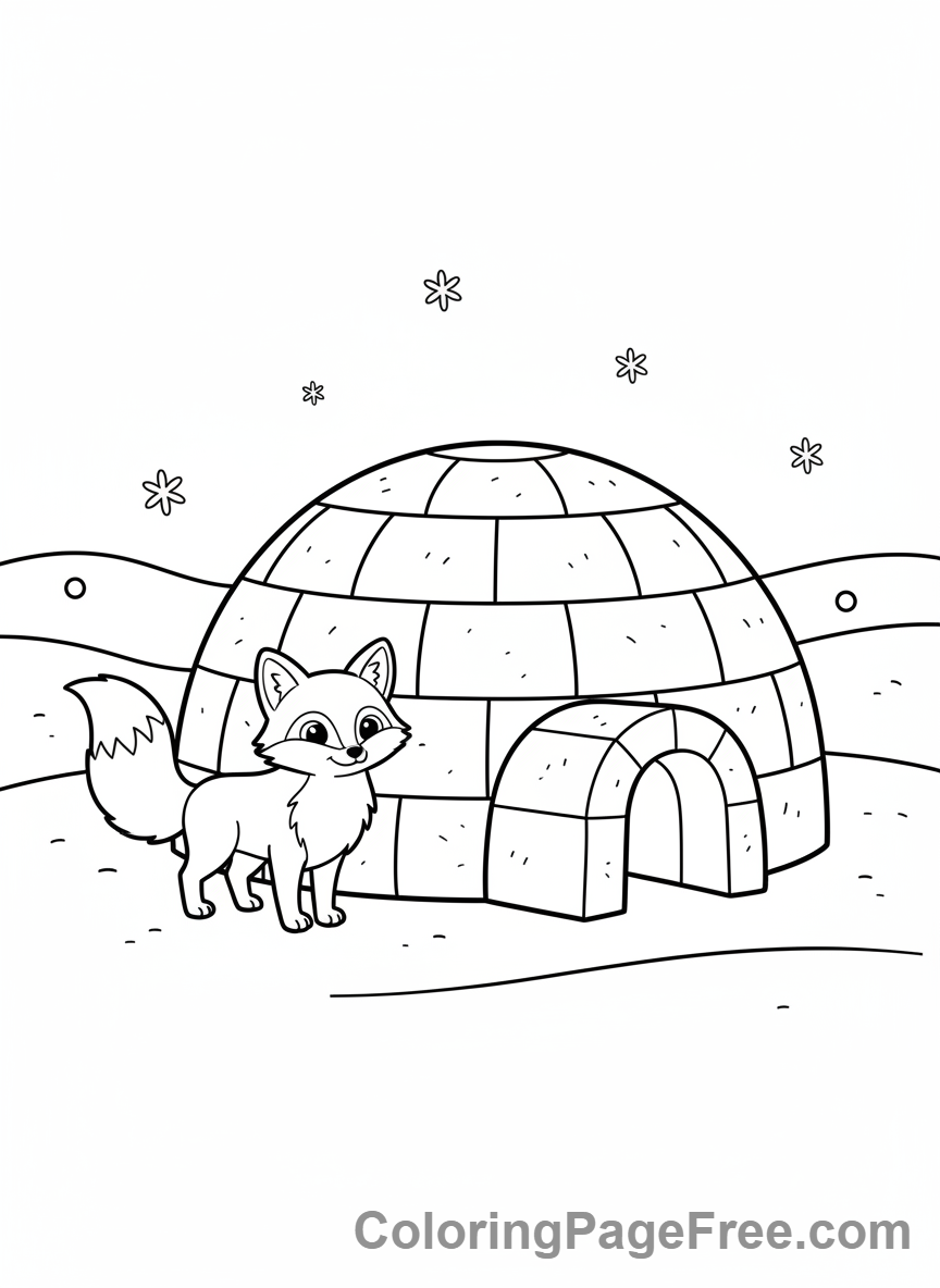 Winter coloring page - Igloo winter home