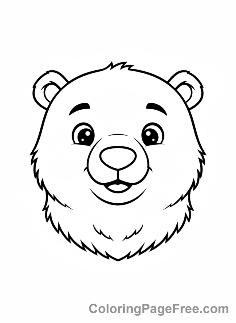 Winter coloring page - Polar bear close-up