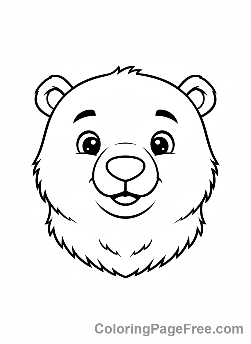 Winter coloring page - Polar bear close-up