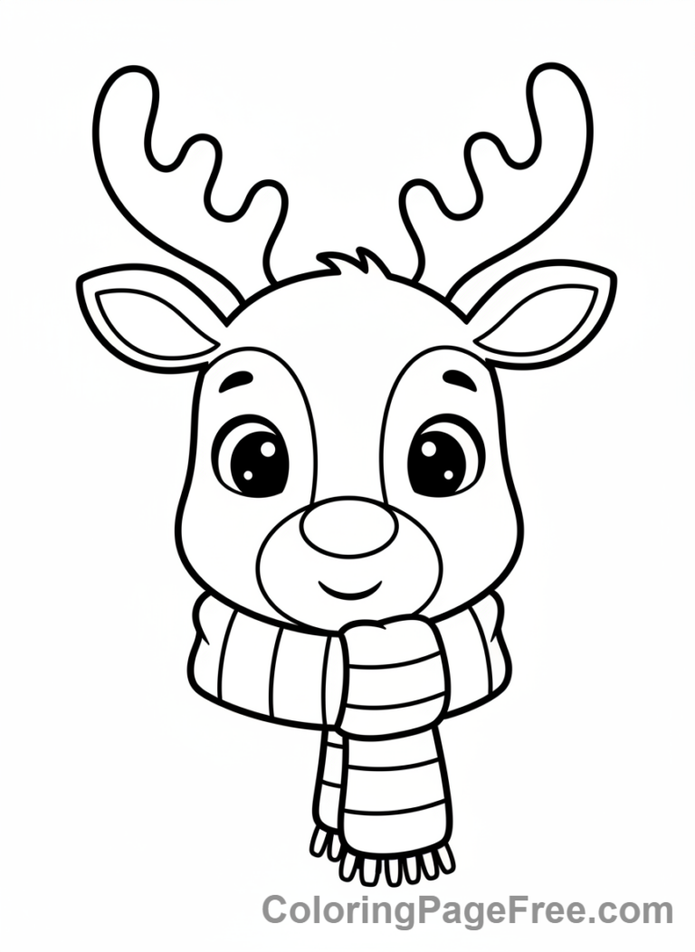 Winter coloring page - Reindeer portrait smile