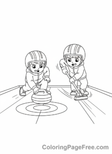 Winter Sports coloring page - Curling kids team