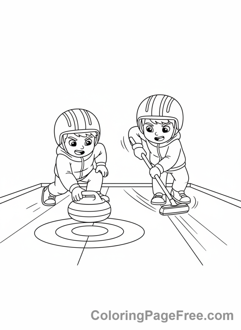 Winter Sports coloring page - Curling kids team