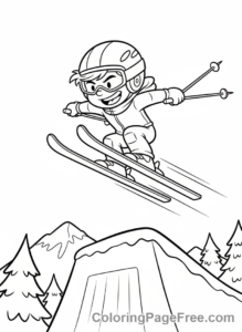 Winter Sports coloring page - Ski jumper flying