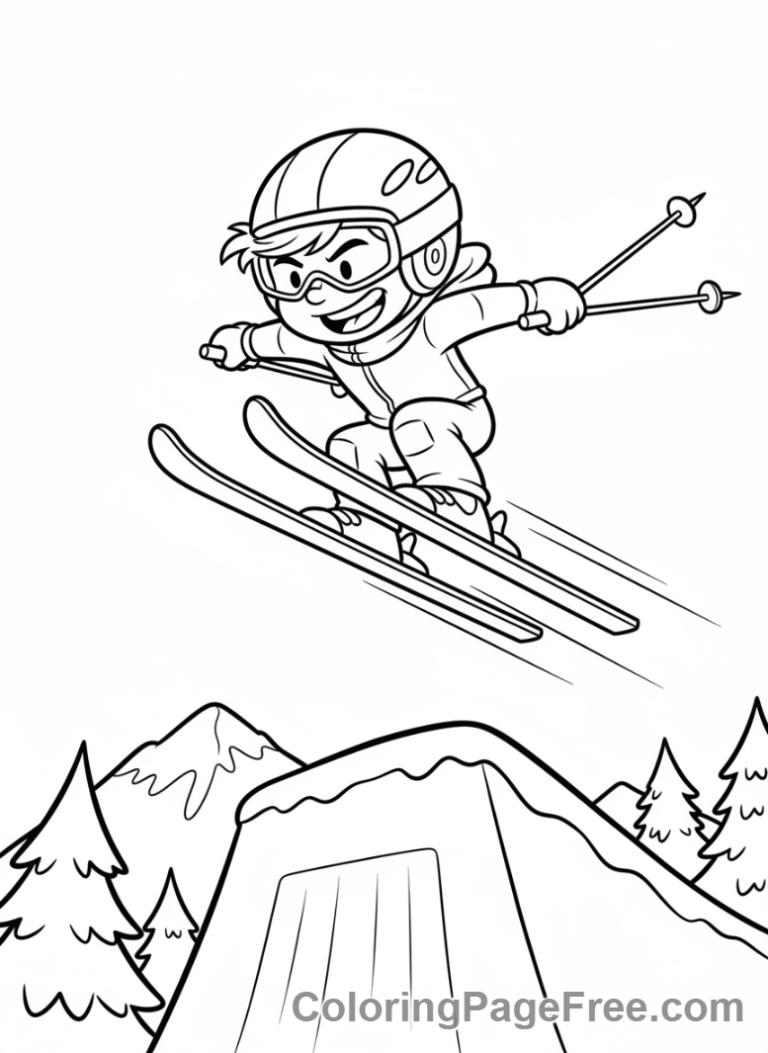 Winter Sports coloring page - Ski jumper flying