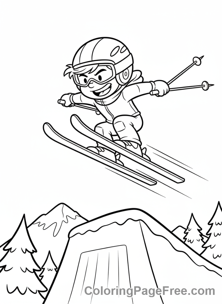 Winter Sports coloring page - Ski jumper flying
