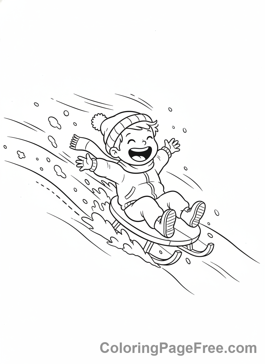 Winter Sports coloring page - Sledding fun hill