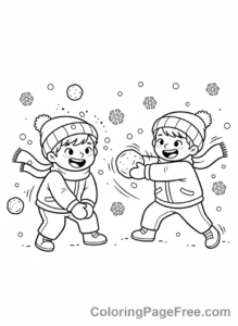 Winter Sports coloring page - Snowball fight joy