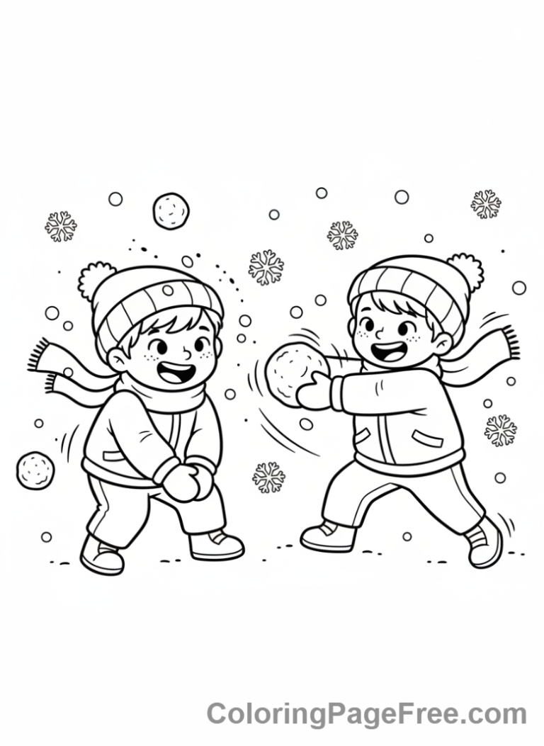Winter Sports coloring page - Snowball fight joy