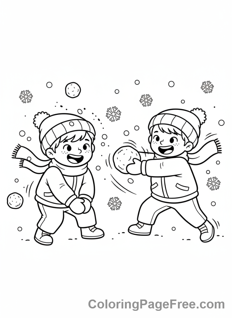 Winter Sports coloring page - Snowball fight joy