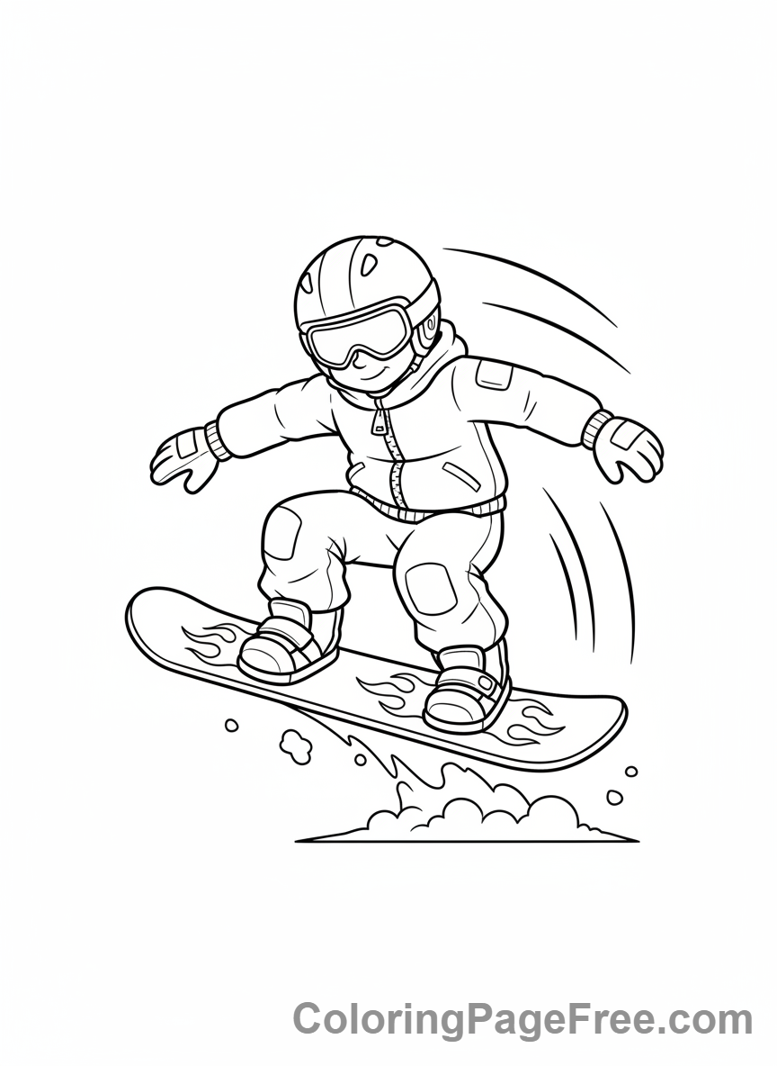 Winter Sports coloring page - Snowboarder jump air