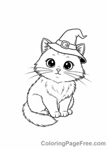 Witch Hat coloring page - Cat Wearing Hat