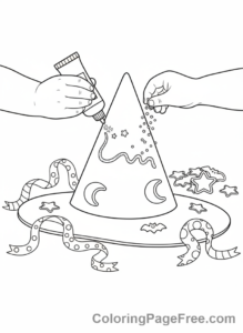 Witch Hat coloring page - Decorating Witch Hat
