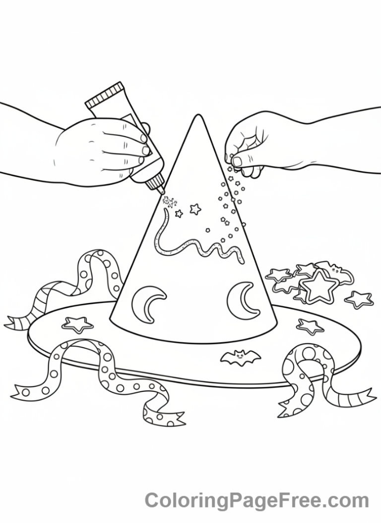 Witch Hat coloring page - Decorating Witch Hat