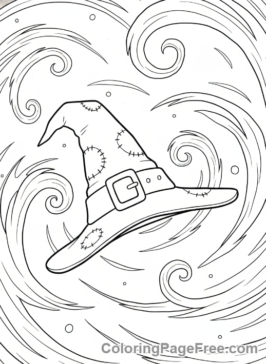 Witch Hat coloring page - Flying Witch Hat