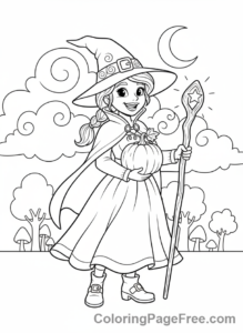 Witch Hat coloring page - Friendly Witch Hat