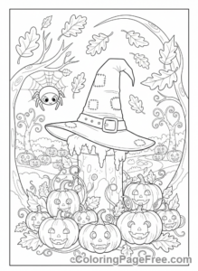 Witch Hat coloring page - Garden Hat Pumpkin