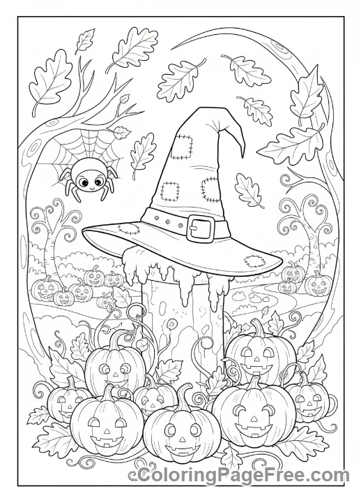 Witch Hat coloring page - Garden Hat Pumpkin