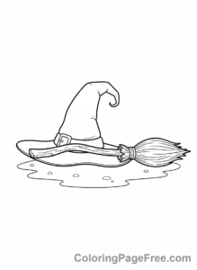 Witch Hat coloring page - Hat Broomstick Ready