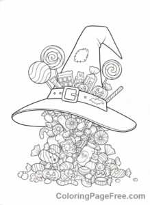Witch Hat coloring page - Hat Candy Overflow