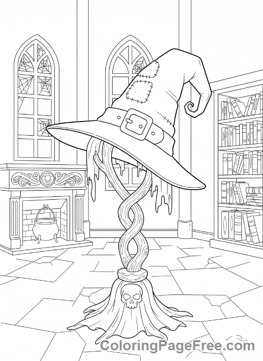 Witch Hat coloring page - Hat on Stand