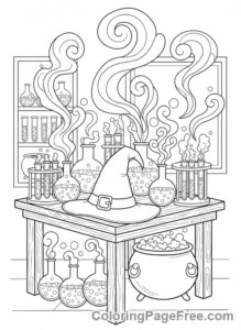 Witch Hat coloring page - Lab Potion Hat