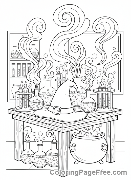 Witch Hat coloring page - Lab Potion Hat