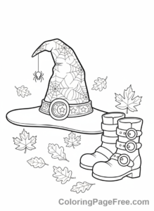 Witch coloring page - Witch hat boots