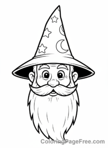 Wizard coloring page - Wise wizard portrait