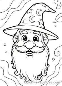 Wizard coloring page - Wizard smiling kindly