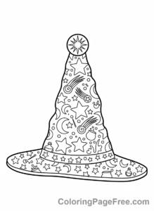 Wizard coloring page - Wizard's hat close-up