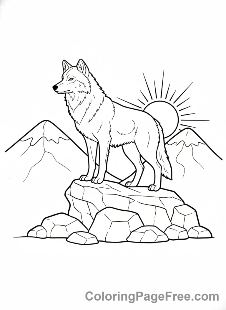 Wolf coloring page - Lone wolf standing