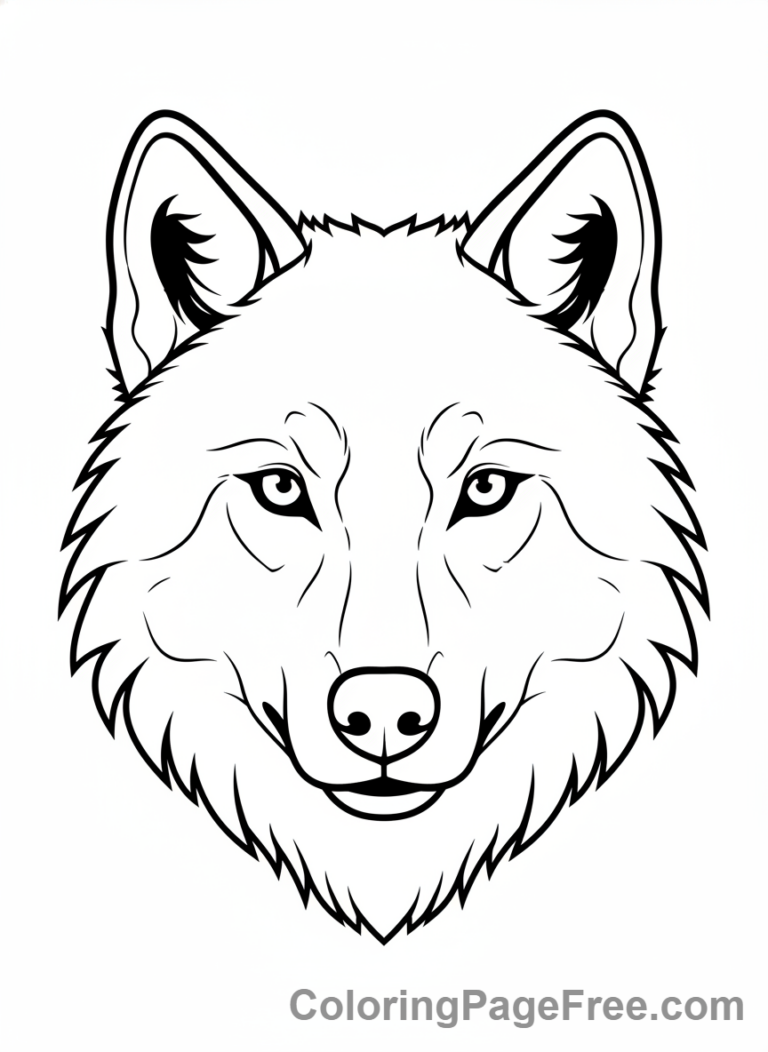 Wolf coloring page - Wolf face alert
