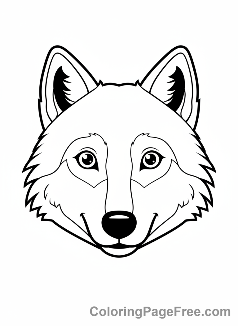 Wolf coloring page - Wolf portrait calm