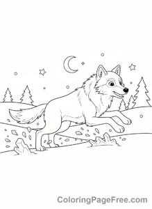 Wolf coloring page - Wolf running snow