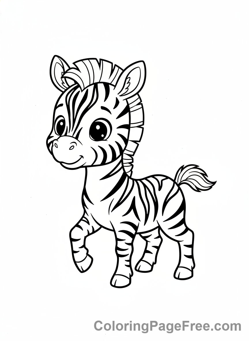 Zebra coloring page - Baby zebra standing