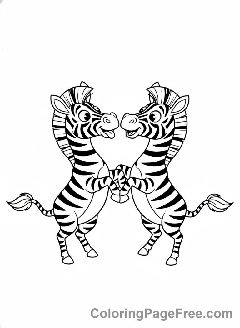 Zebra coloring page - Two zebras playing
