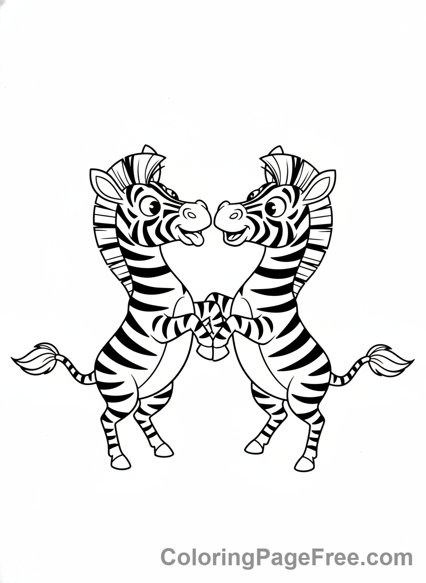 Zebra coloring page - Two zebras playing