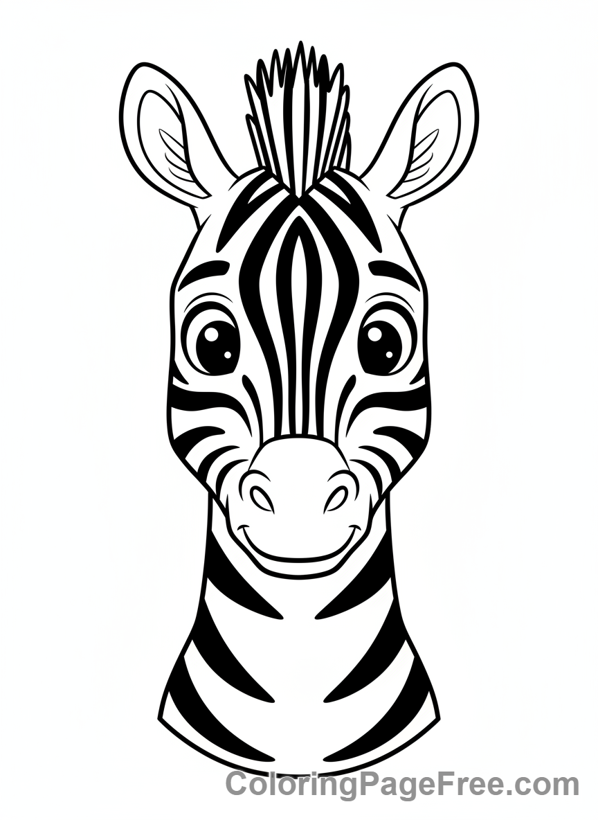Zebra coloring page - Zebra head close-up