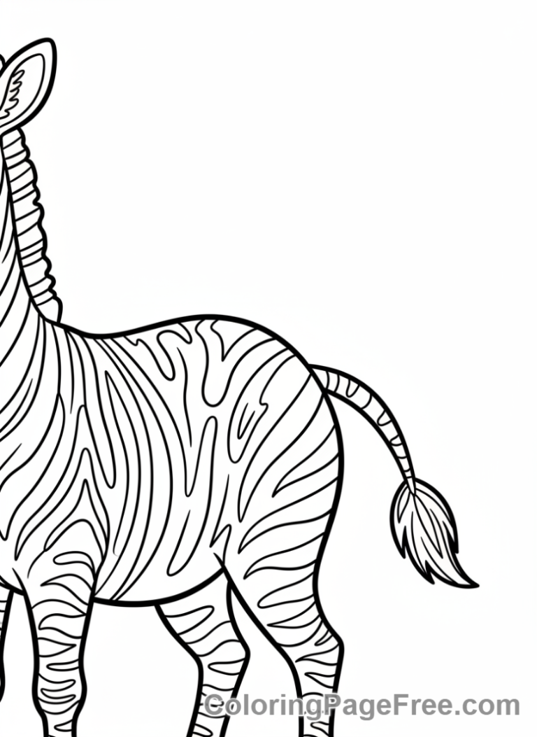 Zebra coloring page - Zebra hindquarters close