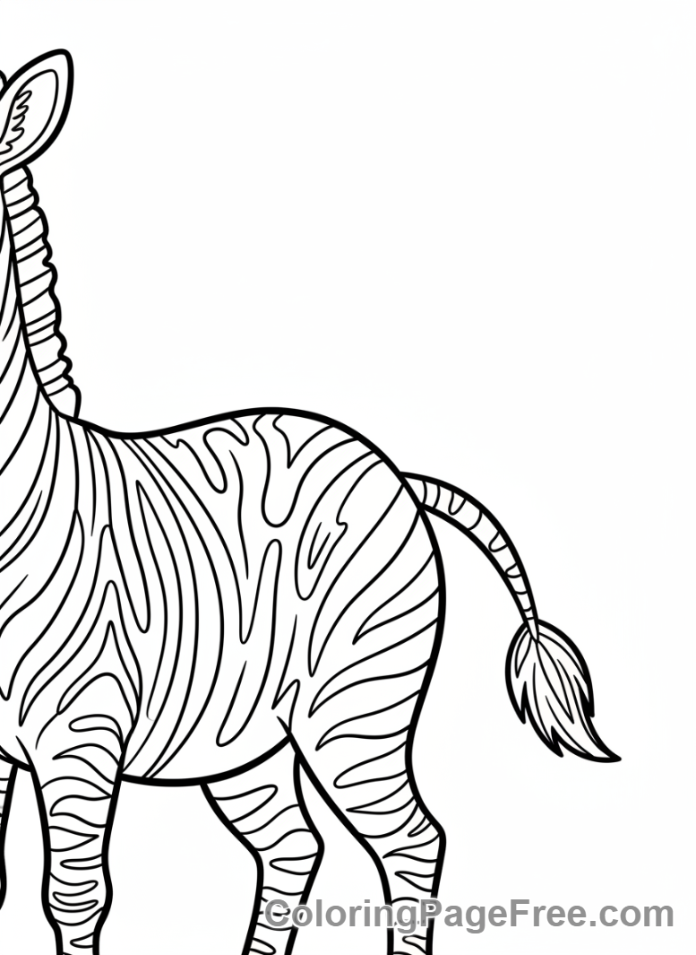 Zebra coloring page - Zebra hindquarters close