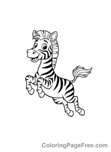 Zebra coloring page - Zebra jumping playful