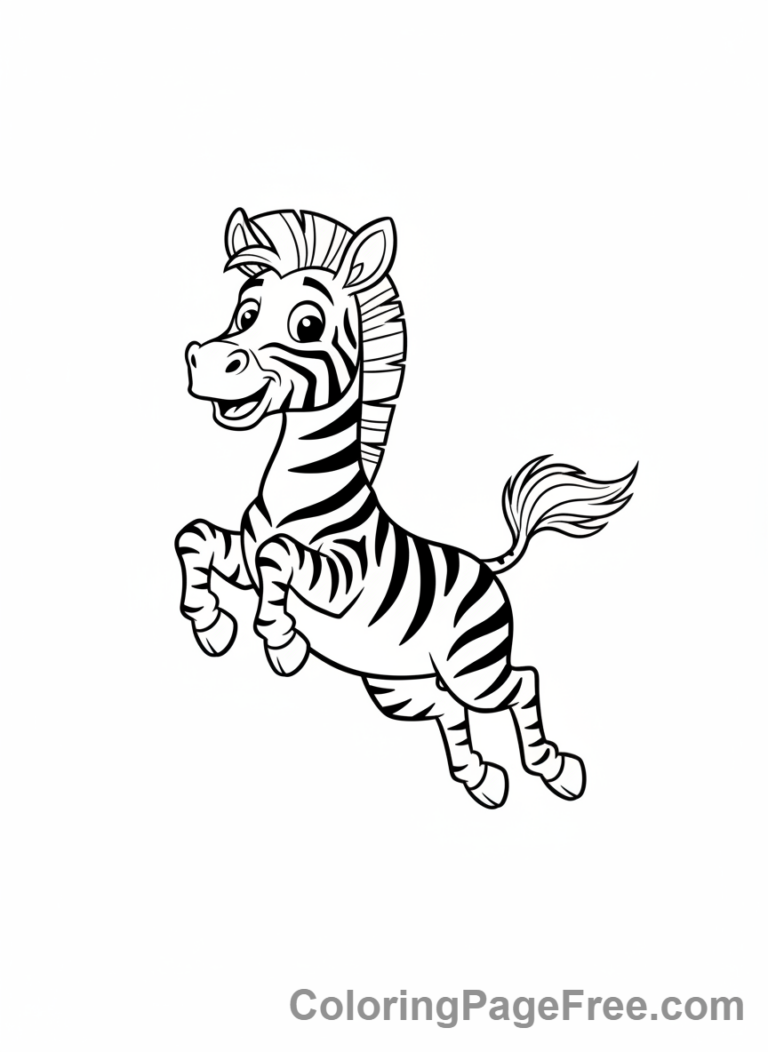 Zebra coloring page - Zebra jumping playful