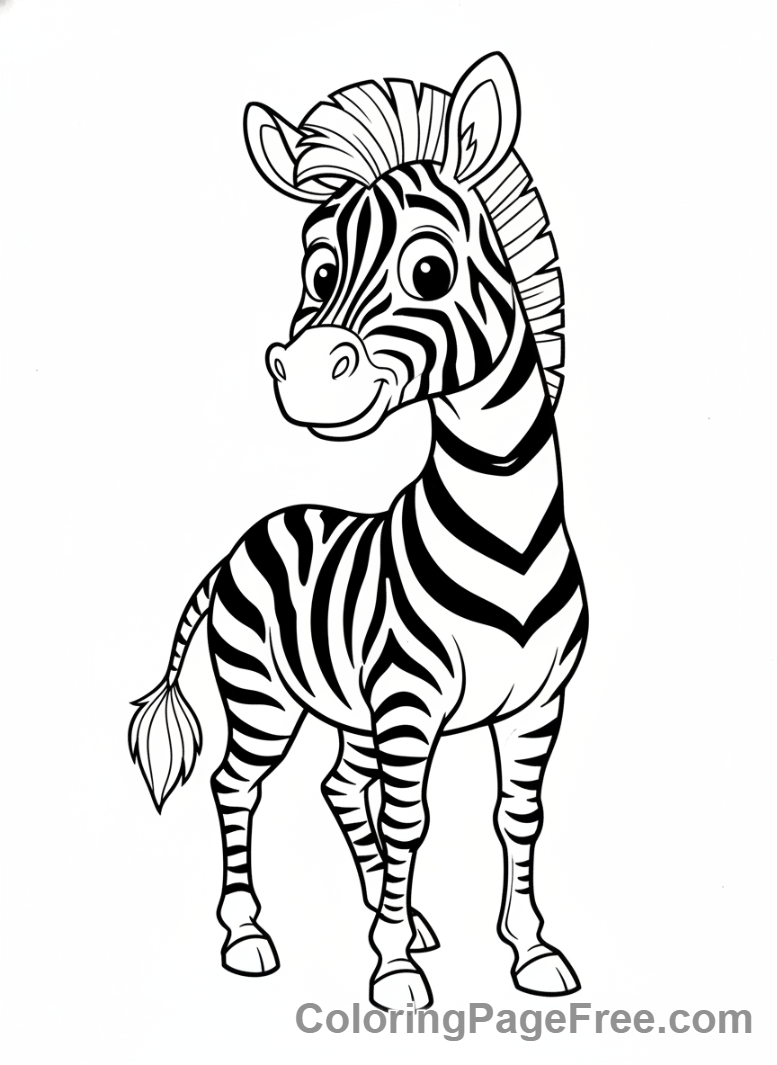 Zebra coloring page - Zebra looking back