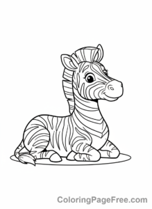 Zebra coloring page - Zebra resting lying
