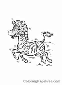 Zebra coloring page - Zebra running happy